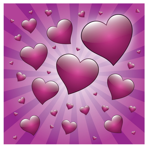 Valentine Pictures on Valentine Hearts On A Background Of Rays In Red And Purple Colors  As